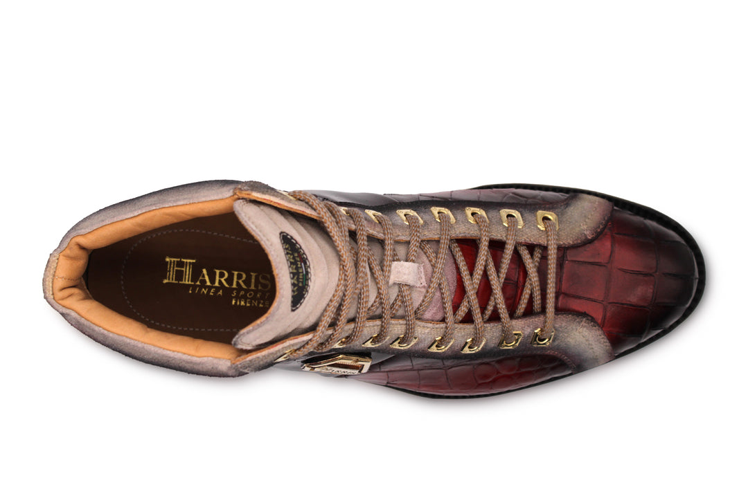 Stiefeletten aus Leder mit Krokodileffekt