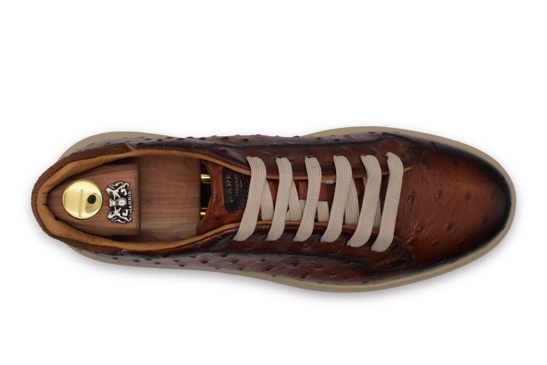 Sneakers in pelle stampata effetto struzzo