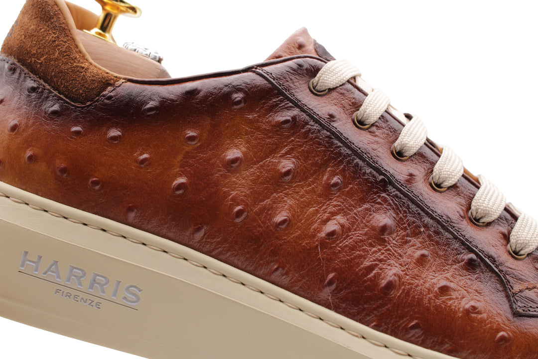 Sneakers in pelle stampata effetto struzzo