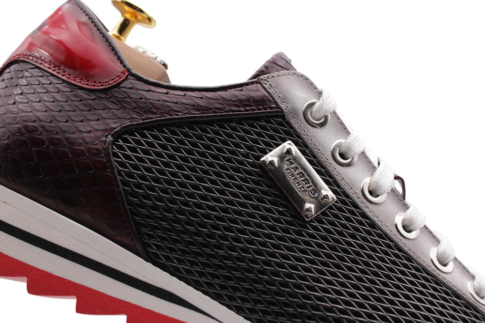 Sneakers in pelle stampata e pitone