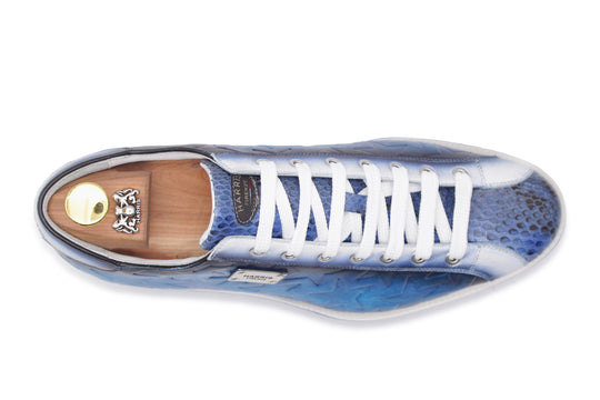 Bedruckte Sneakers aus Leder und Python