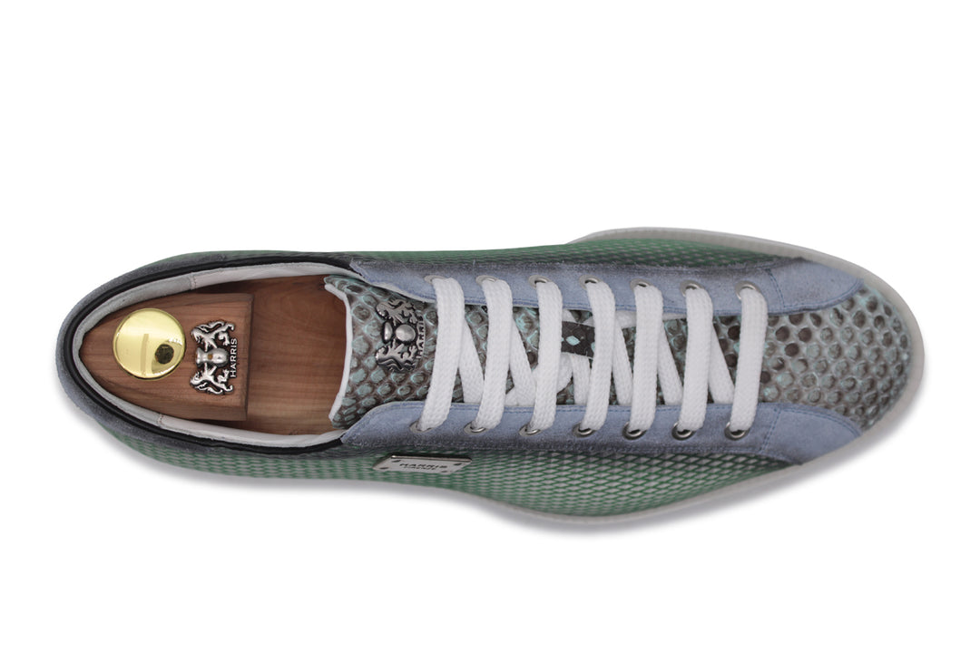 Bedruckte Sneakers aus Leder und Python