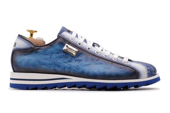 Bedruckte Sneakers aus Leder und Python