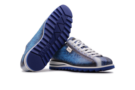 Bedruckte Sneakers aus Leder und Python