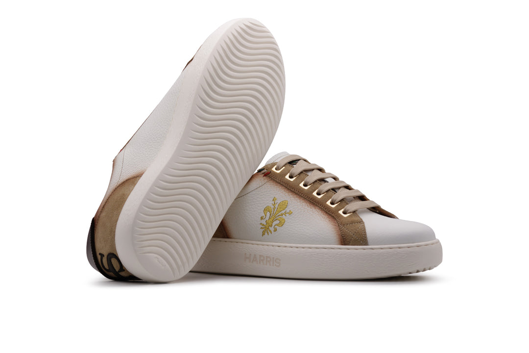 Sneakers in pelle e suede con ricamo