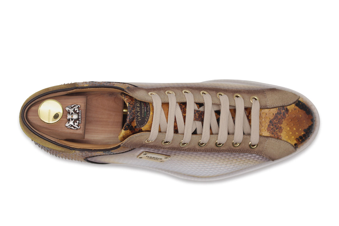 Sneakers effetto traforato e pitone