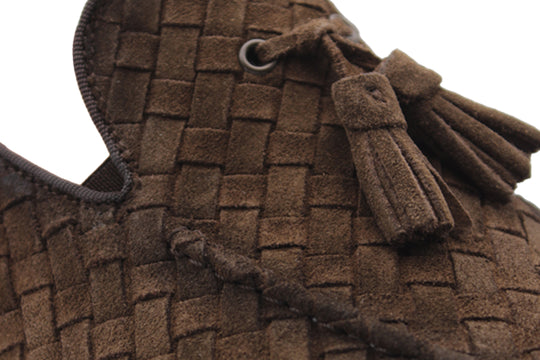 Woven suede moccasin