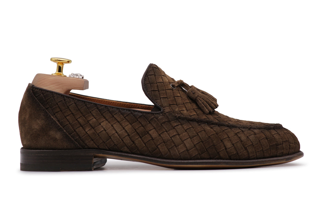 Woven suede moccasin