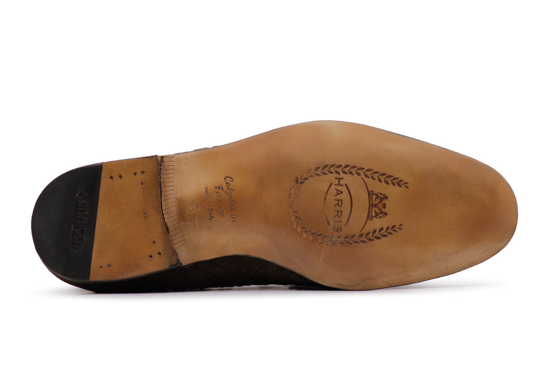 Woven suede moccasin
