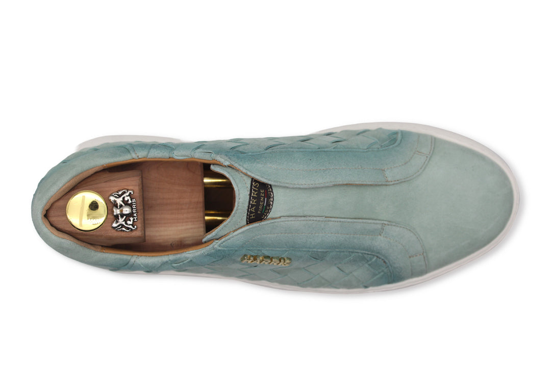 Sneakers slipon in pelle intrecciata