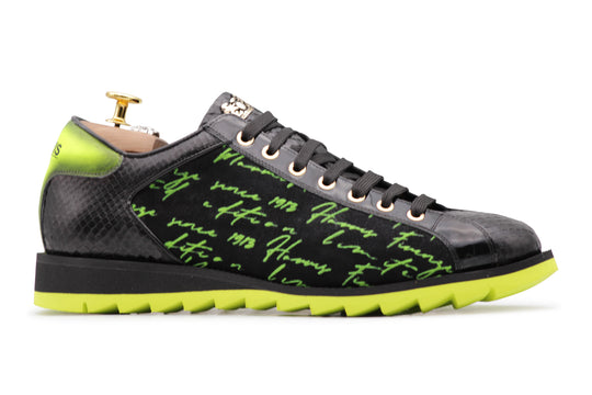 Sneakers in pitone e stampa Signature