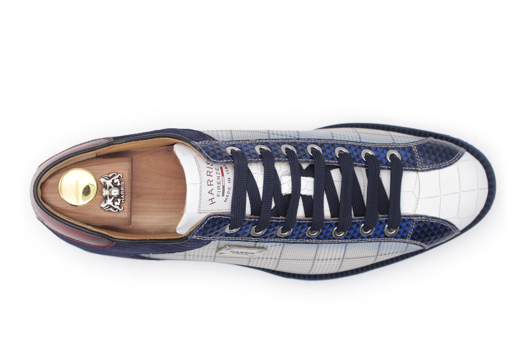 Sneakers 2817 Tweed e Cocco – Beige e Blu
