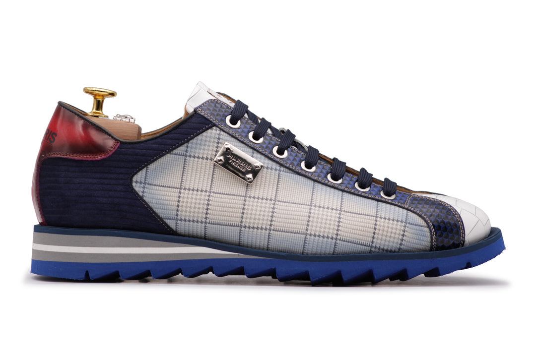 Sneakers 2817 Tweed e Cocco – Beige e Blu