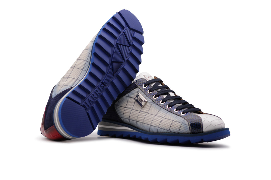 Sneakers 2817 Tweed e Cocco – Beige e Blu