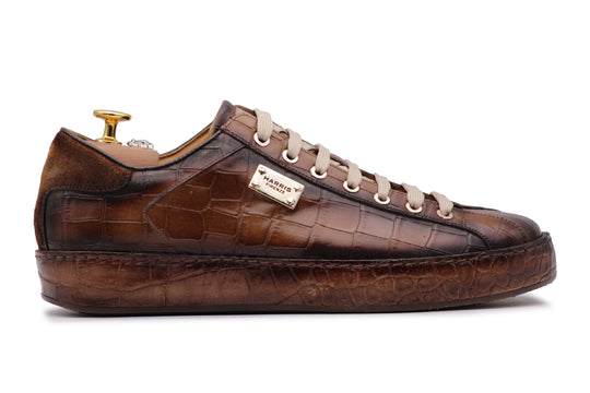 2817 Baskets Effet Crocodile – Marron