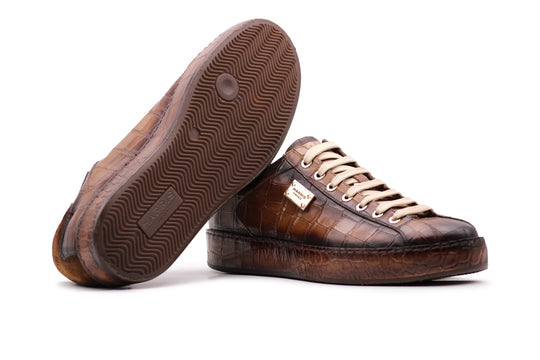 2817 Baskets Effet Crocodile – Marron